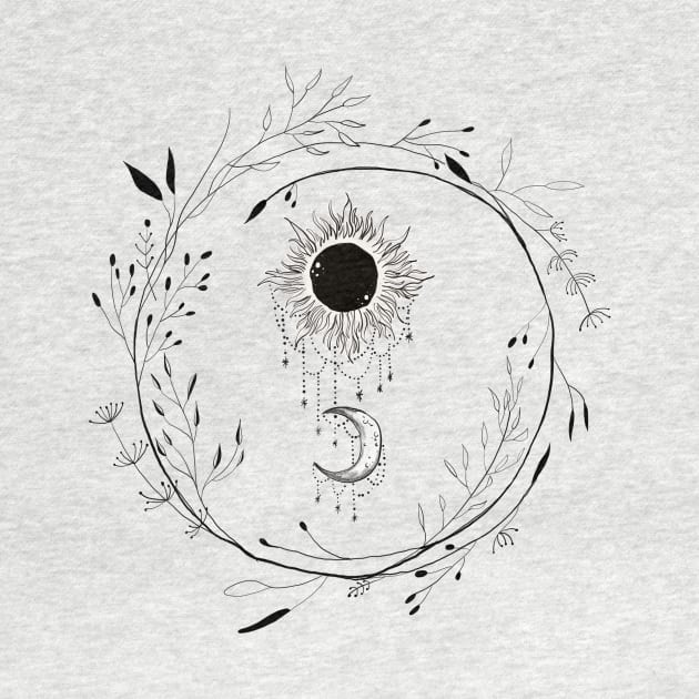 Sun and Moon Gothic Floral Design by thecolddots